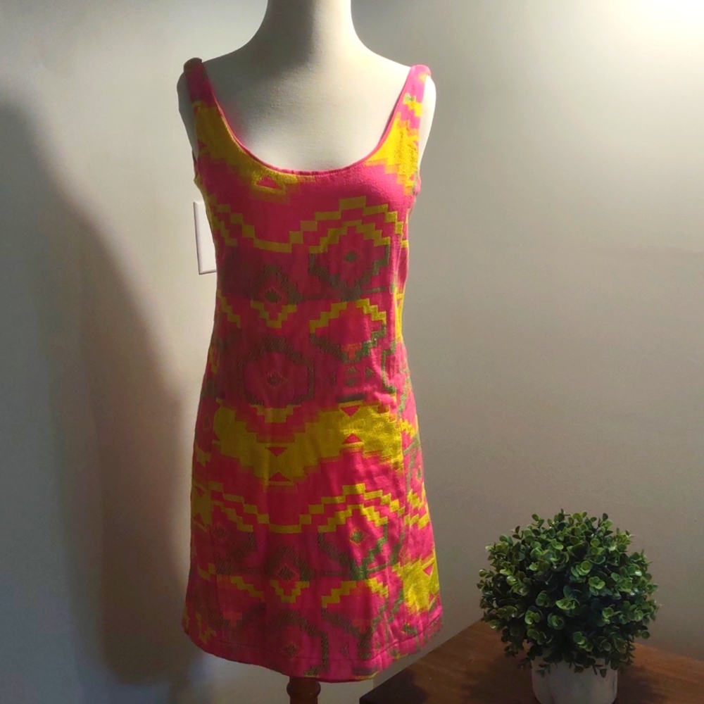 Neon Aztec print dress